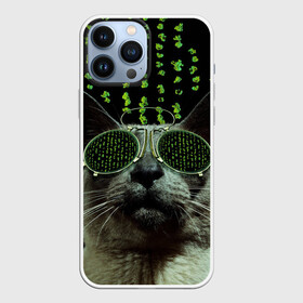 Чехол для iPhone 13 Pro Max с принтом Кот в матрице в Ухте,  |  | Тематика изображения на принте: кот | матрица | очки