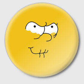 Значок с принтом Simpsons Lemon Face в Ухте,  металл | круглая форма, металлическая застежка в виде булавки | лимонное | лицо | симпсоны