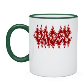 Кружка двухцветная с принтом Vader death metal логотип в Ухте, керамика | объем — 330 мл, диаметр — 80 мм. Цветная ручка и кайма сверху, в некоторых цветах — вся внутренняя часть | 