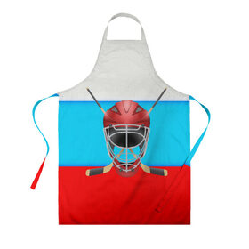 Фартук 3D с принтом Русский Хоккей! в Ухте, 100% полиэстер | общий размер — 65 х 85 см, ширина нагрудника — 26 см, горловина — 53 см, длина завязок — 54 см, общий обхват в поясе — 173 см. Принт на завязках и на горловине наносится с двух сторон, на основной части фартука — только с внешней стороны | 