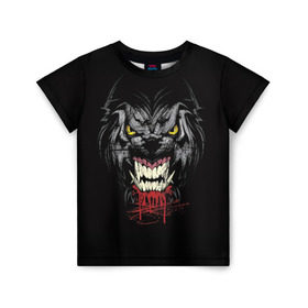 Детская футболка 3D с принтом Волк в Ухте, 100% гипоаллергенный полиэфир | прямой крой, круглый вырез горловины, длина до линии бедер, чуть спущенное плечо, ткань немного тянется | Тематика изображения на принте: волк | глаза | животное | зверь | клыки | кровь | оборотень | собака