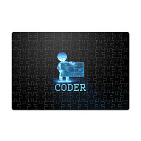 Пазл магнитный 126 элементов с принтом Coder - программист кодировщик в Ухте, полимерный материал с магнитным слоем | 126 деталей, размер изделия —  180*270 мм | it | programmer | голова | загрузка | код | надпись | неоновый | ноги | программный | руки | светящийся | страница | технологии | хакер | человек | человечек | шифровальщик | экран
