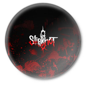 Значок с принтом Slipknot пятна в Ухте,  металл | круглая форма, металлическая застежка в виде булавки | slipknot | альтернативный метал | андерс | брызги | грув метал | колсефни | кори | кровь | метал | ню метал | рок | слипкнот | тейлор