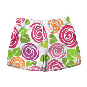 Женские шорты 3D с принтом Розы Минимализм в Ухте, 100% полиэстер | прямой крой, два кармана без застежек по бокам. Мягкая трикотажная резинка на поясе, внутри которой широкие завязки. Длина до середины бедра | flowers | розовый | розы | цветы