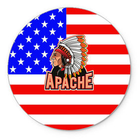 Коврик круглый Apache: в Ухте, резина и полиэстер | круглая форма, изображение наносится на всю лицевую часть | apache | usa | америка | американец | индейцы | символика америки | сша