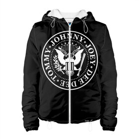 Женская куртка 3D с принтом The Ramones в Ухте, ткань верха — 100% полиэстер, подклад — флис | прямой крой, подол и капюшон оформлены резинкой с фиксаторами, два кармана без застежек по бокам, один большой потайной карман на груди. Карман на груди застегивается на липучку | punk | ramones | rock | панк | рамонс | рок