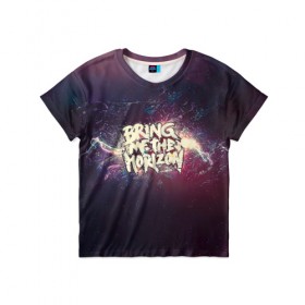 Детская футболка 3D с принтом Bring Me the Horizon в Ухте, 100% гипоаллергенный полиэфир | прямой крой, круглый вырез горловины, длина до линии бедер, чуть спущенное плечо, ткань немного тянется | 
