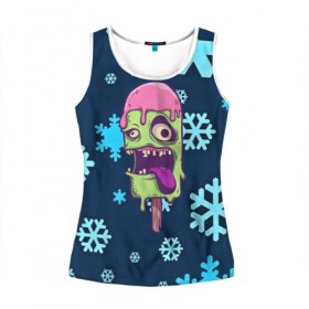 Женская майка 3D с принтом Ice Cream в Ухте, 100% полиэстер | круглая горловина, прямой силуэт, длина до линии бедра | ice cream | зима | зомби | мороженое | снежинки