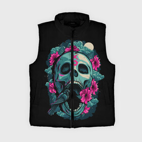 Женский жилет утепленный 3D с принтом Dia de Muertos в Ухте,  |  | кости | праздник | птица | скелет | хэллоуин | цветы | череп