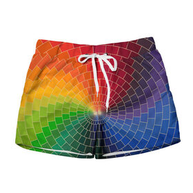 Женские шорты 3D с принтом Спираль цветов в Ухте, 100% полиэстер | прямой крой, два кармана без застежек по бокам. Мягкая трикотажная резинка на поясе, внутри которой широкие завязки. Длина до середины бедра | 