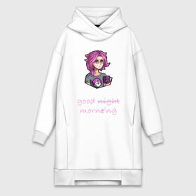 Платье-худи хлопок с принтом sleepy maeve в Ухте,  |  | Тематика изображения на принте: art | game | good | morning | night | online | paladins | sleepy | video