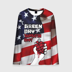Мужской лонгслив 3D с принтом Green Day American Idiot в Ухте, 100% полиэстер | длинные рукава, круглый вырез горловины, полуприлегающий силуэт | american idiot | green day | альтернативный | билли джо армстронг | грин дей | группа | зелёный день | майк дёрнт | музыка | панк | поп | поппанк | рок | сша | тре кул | флаг