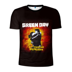 Мужская футболка 3D спортивная с принтом Поцелуй Green Day в Ухте, 100% полиэстер с улучшенными характеристиками | приталенный силуэт, круглая горловина, широкие плечи, сужается к линии бедра | american idiot | green day | альтернативный | билли джо армстронг | грин дей | группа | зелёный день | майк дёрнт | музыка | панк | поп | поппанк | поцелуй | рок | стена | тре кул