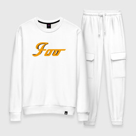 Женский костюм хлопок с принтом foo fighters в Ухте, 100% хлопок | на свитшоте круглая горловина, мягкая резинка по низу. Брюки заужены к низу, на них два вида карманов: два 