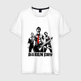 Мужская футболка хлопок с принтом Группа Green Day в Ухте, 100% хлопок | прямой крой, круглый вырез горловины, длина до линии бедер, слегка спущенное плечо. | american idiot | green day | альтернативный | билли джо армстронг | грин дей | группа | зелёный день | майк дёрнт | музыка | надпись | панк | поп | поппанк | рок | тре кул