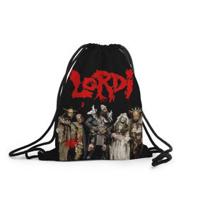 Рюкзак-мешок 3D с принтом LORDI в Ухте, 100% полиэстер | плотность ткани — 200 г/м2, размер — 35 х 45 см; лямки — толстые шнурки, застежка на шнуровке, без карманов и подкладки | mr. lordi | лорди