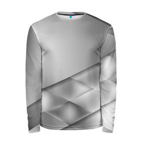 Мужской лонгслив 3D с принтом Grey rhombuses в Ухте, 100% полиэстер | длинные рукава, круглый вырез горловины, полуприлегающий силуэт | grey | абстракция | геометрия | ромб | текстура