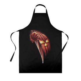 Фартук 3D с принтом Хэллоуин в Ухте, 100% полиэстер | общий размер — 65 х 85 см, ширина нагрудника — 26 см, горловина — 53 см, длина завязок — 54 см, общий обхват в поясе — 173 см. Принт на завязках и на горловине наносится с двух сторон, на основной части фартука — только с внешней стороны | halloween | helloween | день всех святых | джон | карпентер | классика | майк майерс | майкл майерс | постер | фильм ужасов | хеллоуин | хеловин | хэллоуин