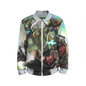 Детский бомбер 3D с принтом Titanfall в Ухте, 100% полиэстер | застегивается на молнию, по бокам два кармана без застежек, мягкие манжеты, по низу бомбера и на воротнике — эластичная резинка | мех | мехи | пилот | пилоты | спектр | спектры | титан