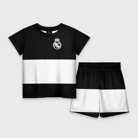 Детский костюм с шортами 3D с принтом Real Madrid Black Collection в Ухте,  |  | Тематика изображения на принте: emirates | fc | real madrid | клуб | мяч | реал мадрид