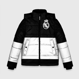Зимняя куртка для мальчиков 3D с принтом Real Madrid Black Collection в Ухте, ткань верха — 100% полиэстер; подклад — 100% полиэстер, утеплитель — 100% полиэстер | длина ниже бедра, удлиненная спинка, воротник стойка и отстегивающийся капюшон. Есть боковые карманы с листочкой на кнопках, утяжки по низу изделия и внутренний карман на молнии. 

Предусмотрены светоотражающий принт на спинке, радужный светоотражающий элемент на пуллере молнии и на резинке для утяжки | Тематика изображения на принте: emirates | fc | real madrid | клуб | мяч | реал мадрид