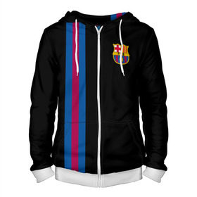 Мужская толстовка 3D на молнии с принтом FC Barcelona Line Collection в Ухте, 100% полиэстер | длина до линии бедра, манжеты и пояс оформлены мягкой тканевой резинкой, двухслойный капюшон со шнурком для регулировки, спереди молния, по бокам два кармана | fc | барселона | эмблема
