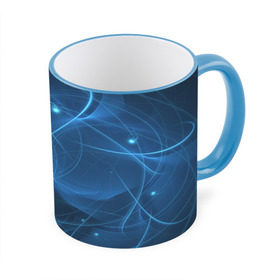 Кружка 3D с принтом Blue fractal в Ухте, керамика | ёмкость 330 мл | art | background | beautiful | color | festive | fractal | lines | photo | picture | smooth | strange | style