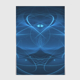 Постер с принтом Blue fractal в Ухте, 100% бумага
 | бумага, плотность 150 мг. Матовая, но за счет высокого коэффициента гладкости имеет небольшой блеск и дает на свету блики, но в отличии от глянцевой бумаги не покрыта лаком | art | background | beautiful | color | festive | fractal | lines | photo | picture | smooth | strange | style