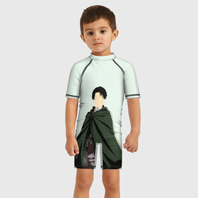 Детский купальный костюм 3D с принтом Атака Титанов - Levi Ackerman в Ухте, Полиэстер 85%, Спандекс 15% | застежка на молнии на спине | attack on titan | levi | вторжение гигантов | капрал леви | леви