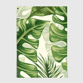 Постер с принтом Папоротник в Ухте, 100% бумага
 | бумага, плотность 150 мг. Матовая, но за счет высокого коэффициента гладкости имеет небольшой блеск и дает на свету блики, но в отличии от глянцевой бумаги не покрыта лаком | vppdgryphon | арт | краска | лес | папоротник | тропики | цветные | цветок | цветы