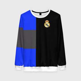 Женский свитшот 3D с принтом Real Madrid 2018 Black Version в Ухте, 100% полиэстер с мягким внутренним слоем | круглый вырез горловины, мягкая резинка на манжетах и поясе, свободная посадка по фигуре | emirates | fc | real madrid | клуб | мяч | реал мадрид