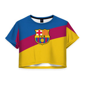 Женская футболка 3D укороченная с принтом FC Barcelona 2018 Colors в Ухте, 100% полиэстер | круглая горловина, длина футболки до линии талии, рукава с отворотами | fc | fc barcelona | fcb | fly emirates | ronaldo | абстракция | барселона | геометрия | зож | клуб | линии | месси | модные | мяч | реал мадрид | спорт | спортивные | тренды | футбол | футбольный клуб | эмблема