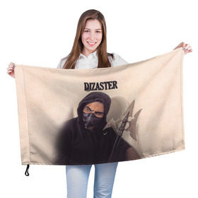 Флаг 3D с принтом Dizaster в Ухте, 100% полиэстер | плотность ткани — 95 г/м2, размер — 67 х 109 см. Принт наносится с одной стороны | Тематика изображения на принте: dizaster | king of the dot | oxxxymiron | versus | versus battle | батл рэп | дизастер | окимирон