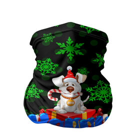 Бандана-труба 3D с принтом Happy new Year 2018 в Ухте, 100% полиэстер, ткань с особыми свойствами — Activecool | плотность 150‒180 г/м2; хорошо тянется, но сохраняет форму | new year | santa | год собаки | дед мороз | елка | елочки | новогодний | новый год | подарки | рождество | сантаклаус | снег | снежинки | собака