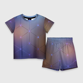 Детский костюм с шортами 3D с принтом НЕЙРОННАЯ СЕТЬ  NEURAL NETWORK в Ухте,  |  | abstraction | geometry | hexagon | neon | neuronet | paints | stripes | texture | triangle | абстракция | брызги | геометрия | краски | нейросеть | неон | неоновый | соты | текстура