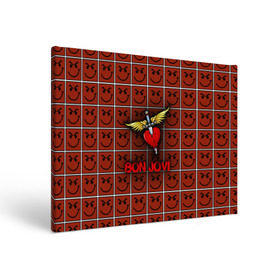 Холст прямоугольный с принтом Смайлы Bon Jovi в Ухте, 100% ПВХ |  | bon jovi | бон | бон джови | глэм | группа | джови | джон | рок | хард