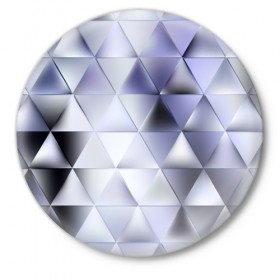Значок с принтом Metallic triangles в Ухте,  металл | круглая форма, металлическая застежка в виде булавки | Тематика изображения на принте: текстура | треугольник