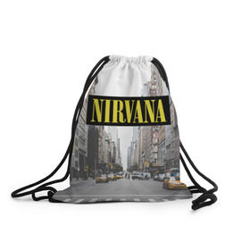 Рюкзак-мешок 3D с принтом Nirvana в Ухте, 100% полиэстер | плотность ткани — 200 г/м2, размер — 35 х 45 см; лямки — толстые шнурки, застежка на шнуровке, без карманов и подкладки | nirvana