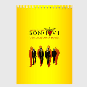 Скетчбук с принтом Группа Bon Jovi в Ухте, 100% бумага
 | 48 листов, плотность листов — 100 г/м2, плотность картонной обложки — 250 г/м2. Листы скреплены сверху удобной пружинной спиралью | bon jovi | бон | бон джови | глэм | группа | джови | джон | рок | хард