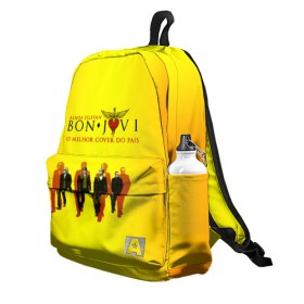 Рюкзак 3D с принтом Группа Bon Jovi в Ухте, 100% полиэстер | лямки с регулируемой длиной, сверху петелька, чтобы рюкзак можно было повесить на вешалку. Основное отделение закрывается на молнию, как и внешний карман. Внутри два дополнительных кармана, один из которых закрывается на молнию. По бокам два дополнительных кармашка | bon jovi | бон | бон джови | глэм | группа | джови | джон | рок | хард