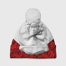 Шапка 3D c помпоном GIRL SNAKE ROSES / РОЗЫ: в Ухте, 100% полиэстер | универсальный размер, печать по всей поверхности изделия | букет | веты | красный | лепестки | модные | полосы | природа | растения | розочки | розы | сад | тренды | цвет | черный