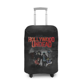Чехол для чемодана 3D с принтом Группа Hollywood Undead в Ухте, 86% полиэфир, 14% спандекс | двустороннее нанесение принта, прорези для ручек и колес | 