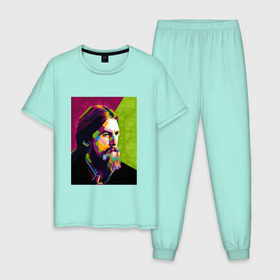 Мужская пижама хлопок с принтом George Harrison 4 в Ухте, 100% хлопок | брюки и футболка прямого кроя, без карманов, на брюках мягкая резинка на поясе и по низу штанин
 | george harrison | plastic ono band | the beatles | the quarrymen | traveling wilburys | битлс | гитарист | джордж харрисон