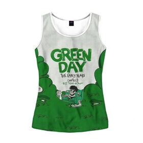 Женская майка 3D с принтом Монстр Green Day в Ухте, 100% полиэстер | круглая горловина, прямой силуэт, длина до линии бедра | american idiot | green day | альтернативный | билли джо армстронг | грин дей | группа | зелёный день | майк дёрнт | музыка | надпись | панк | поп | поппанк | рок | тре кул