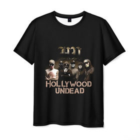 Мужская футболка 3D с принтом Группа Hollywood Undead в Ухте, 100% полиэфир | прямой крой, круглый вырез горловины, длина до линии бедер | Тематика изображения на принте: charlie scene | danny | funny man | hollywood | j dog | johnny 3 tears | undead | альтернативный | андед | голивуд | голливудская | группа | кранккор | метал | нежить | ню | реп | рок | рэп | рэпкор