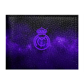 Обложка для студенческого билета с принтом FC Real Madrid(SPACE STYLE) в Ухте, натуральная кожа | Размер: 11*8 см; Печать на всей внешней стороне | real madrid | футбол | футбольный клуб | чемпионат