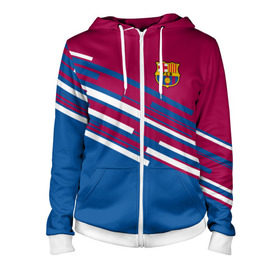 Женская толстовка 3D на молнии с принтом FC Barcelona 2018 Sport line в Ухте, 100% полиэстер | длина до линии бедра, манжеты и пояс оформлены мягкой тканевой резинкой, двухслойный капюшон со шнурком для регулировки, спереди молния, по бокам два кармана | fc | fc barcelona | fcb | fly emirates | ronaldo | абстракция | барселона | геометрия | зож | клуб | линии | месси | модные | мяч | реал мадрид | спорт | спортивные | тренды | футбол | футбольный клуб | эмблема