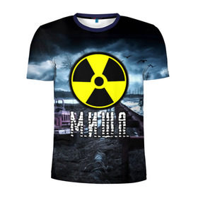 Мужская футболка 3D спортивная с принтом S.T.A.L.K.E.R. - М.И.Ш.А. в Ухте, 100% полиэстер с улучшенными характеристиками | приталенный силуэт, круглая горловина, широкие плечи, сужается к линии бедра | stalker | волки | грузовик | имя | михаил | миша | мишка | мрак | припять | птицы | радиация | сталкер | чернобыль