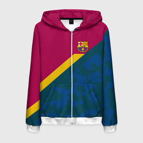 Мужская толстовка 3D на молнии с принтом FC Barcelona 2018 Sport camo в Ухте, 100% полиэстер | длина до линии бедра, манжеты и пояс оформлены мягкой тканевой резинкой, двухслойный капюшон со шнурком для регулировки, спереди молния, по бокам два кармана | 