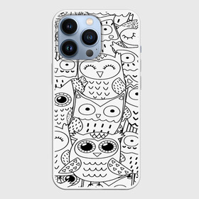 Чехол для iPhone 13 Pro с принтом Совушки pattern в Ухте,  |  | Тематика изображения на принте: bird | owl | животные | ночные птицы | птицы | совы